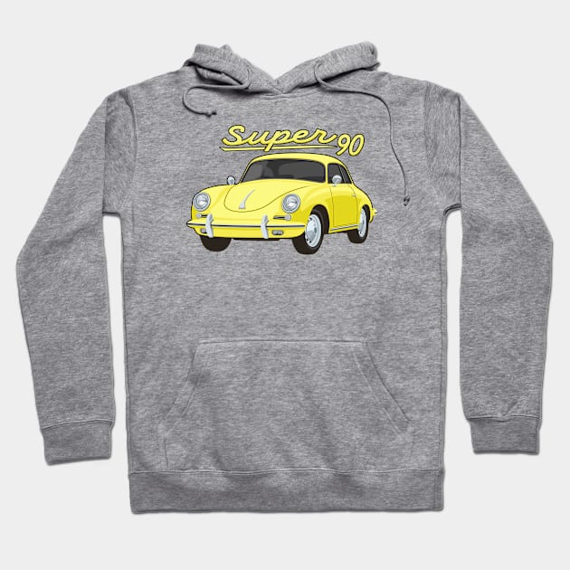 356 B Super 90 gt coupe Car classic vintage retro yellow Hoodie by creative.z